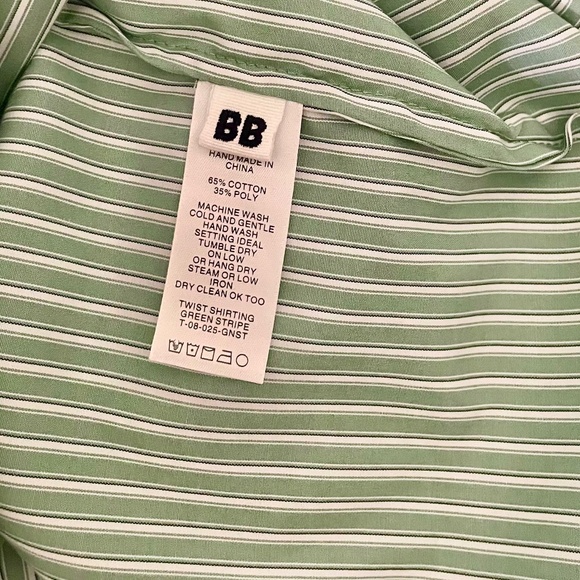 ROUCHA Green White Twist Stripe Shirt Double Breasted Academia BB Medium Short - Picture 10 of 13